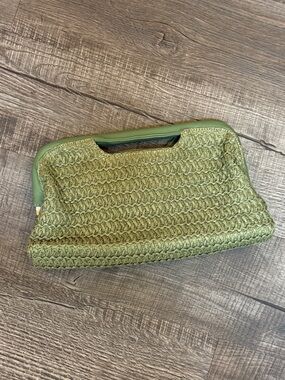 Straw Green Woven Clutch